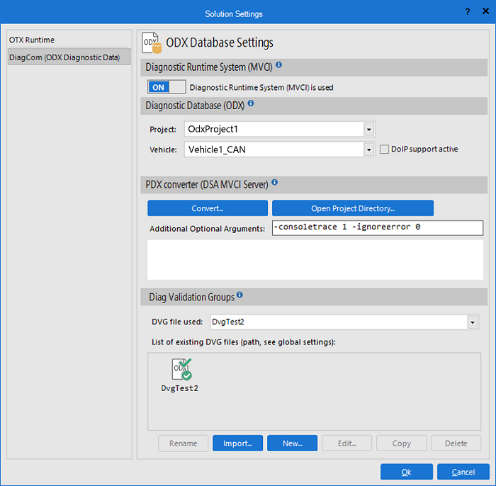 The Solution Settings allows users to set the settings for the DiagManager