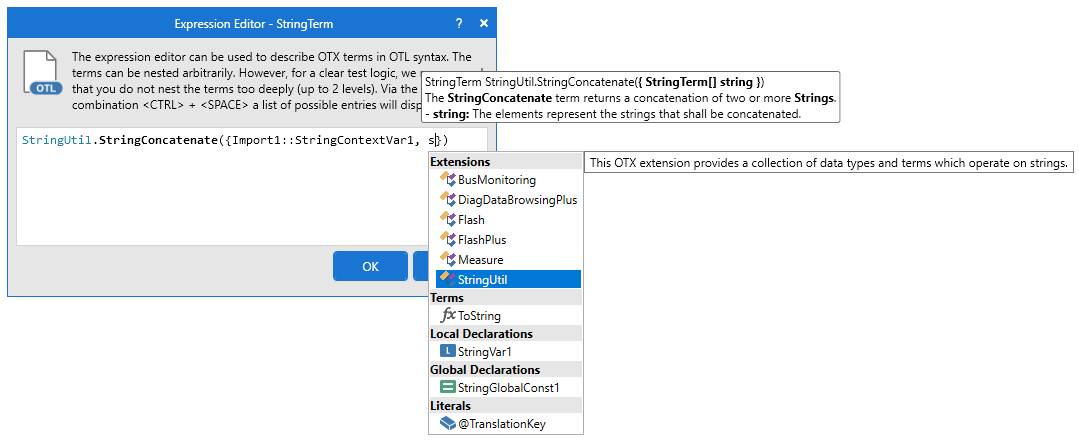 Expression Editor allows for creating and editing OTX terms
