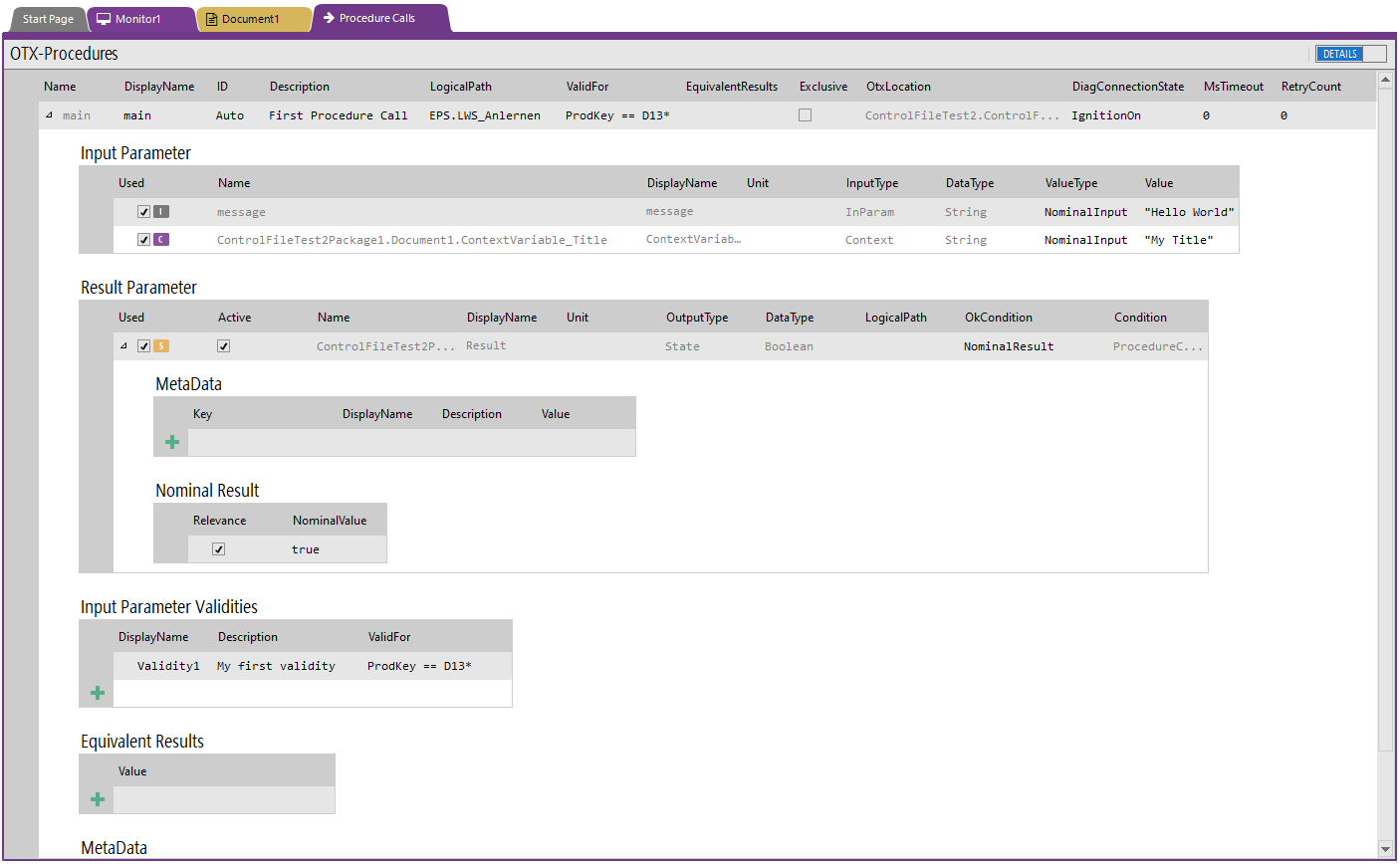 Procedure Call Editor