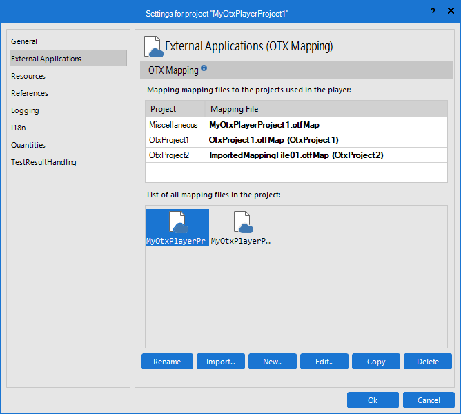 External Applications settings