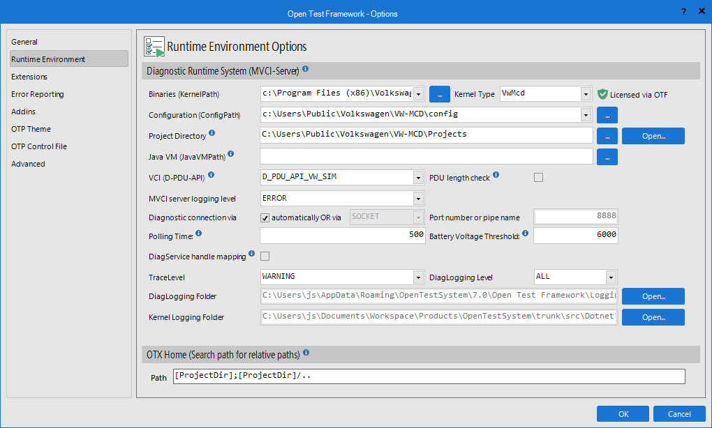 Runtime Environment Settings