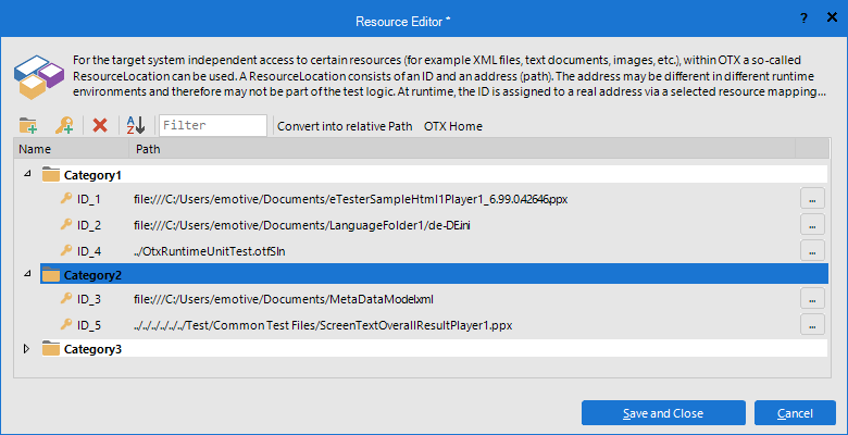 The Resource Editor allows for creating and editing the resource files