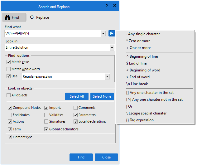 The Search and Replace dialog box help you to search for and replace a text