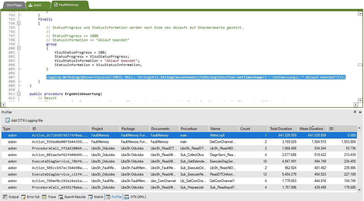 OTX Profiler Tool Window