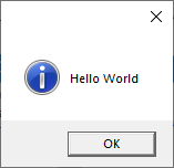 Result of executing the OTX procedure: 'Hello World' dialog will be displayed