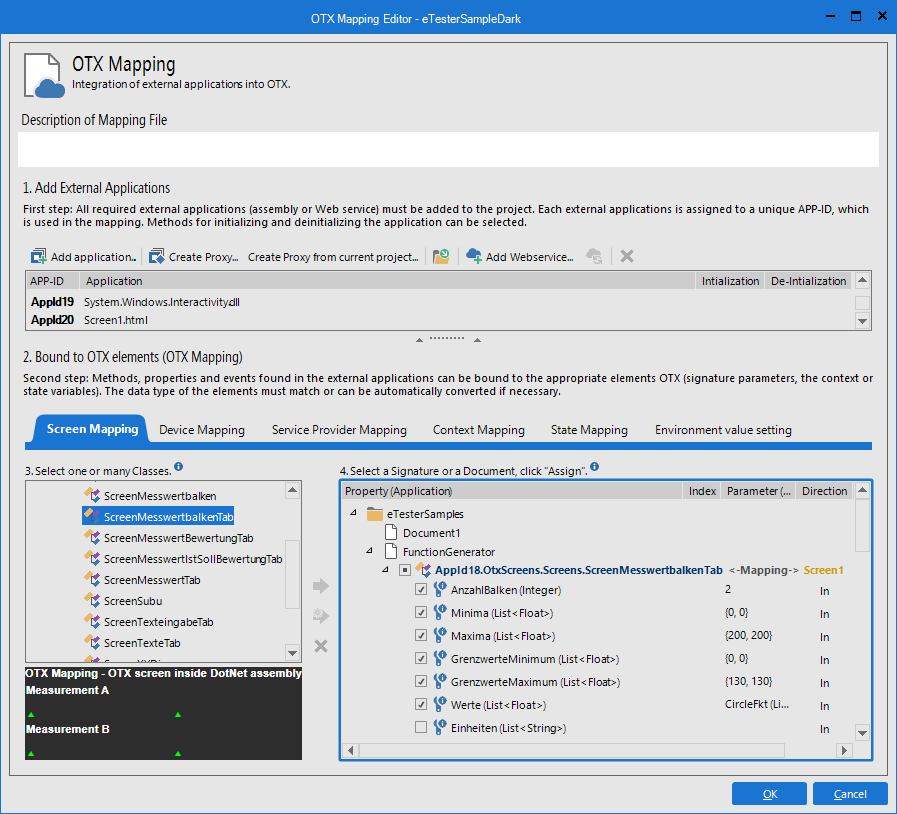 OTX Mapping-Editor to bind external implementations to OTX